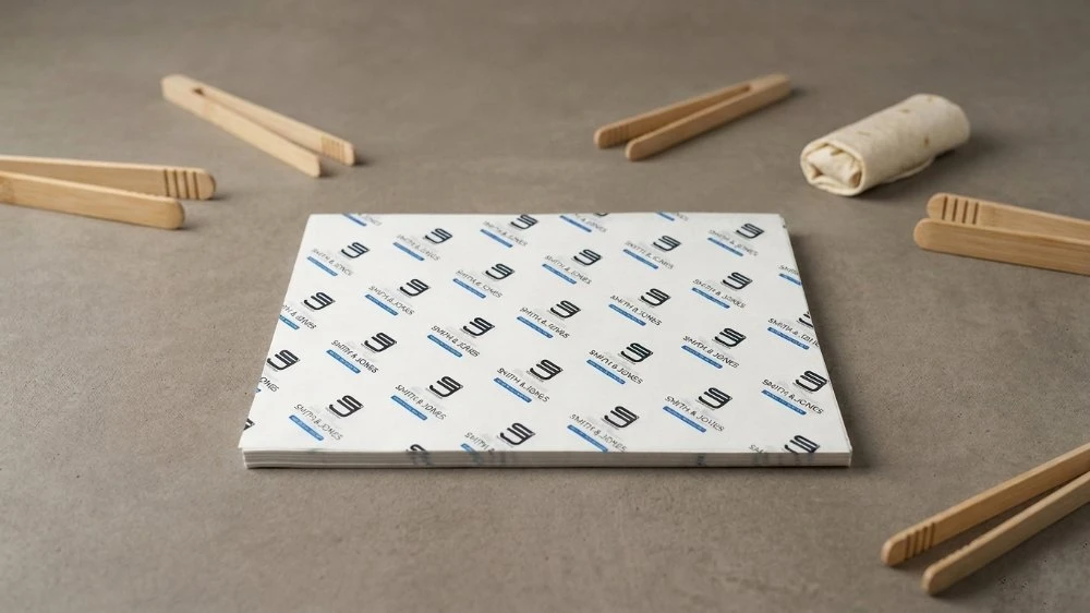 Custom Logo Greaseproof Burrito Wrap Paper Sheets for Burgers, Sandwiches & Deli Foods