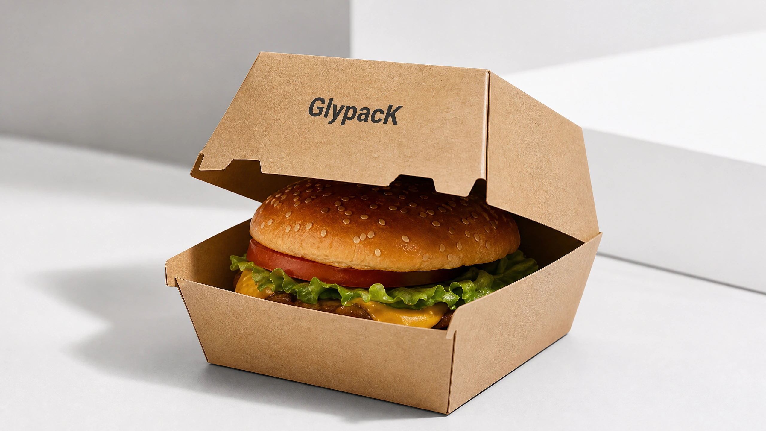 Custom Disposable Food Grade Cardboard Burger Takeaway Packaging Kraft Paper Clamshell Burger Box