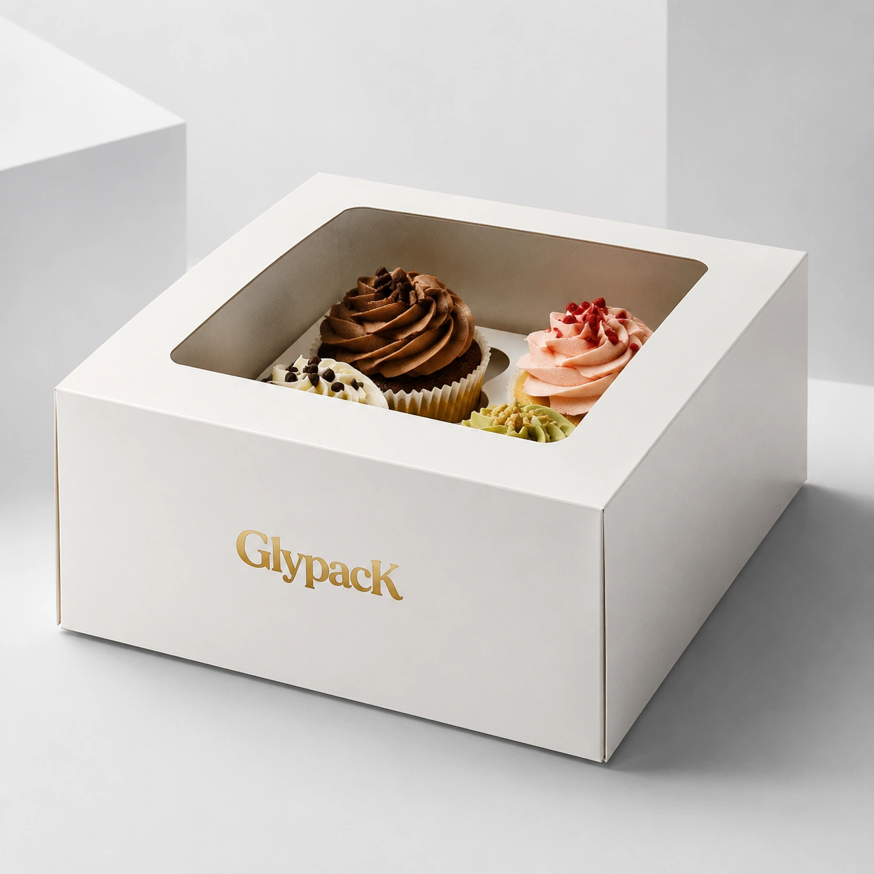 Custom Logo Cardboard Take away Food Paper Box with Clear Window Cupcake Cake Box for Packaging