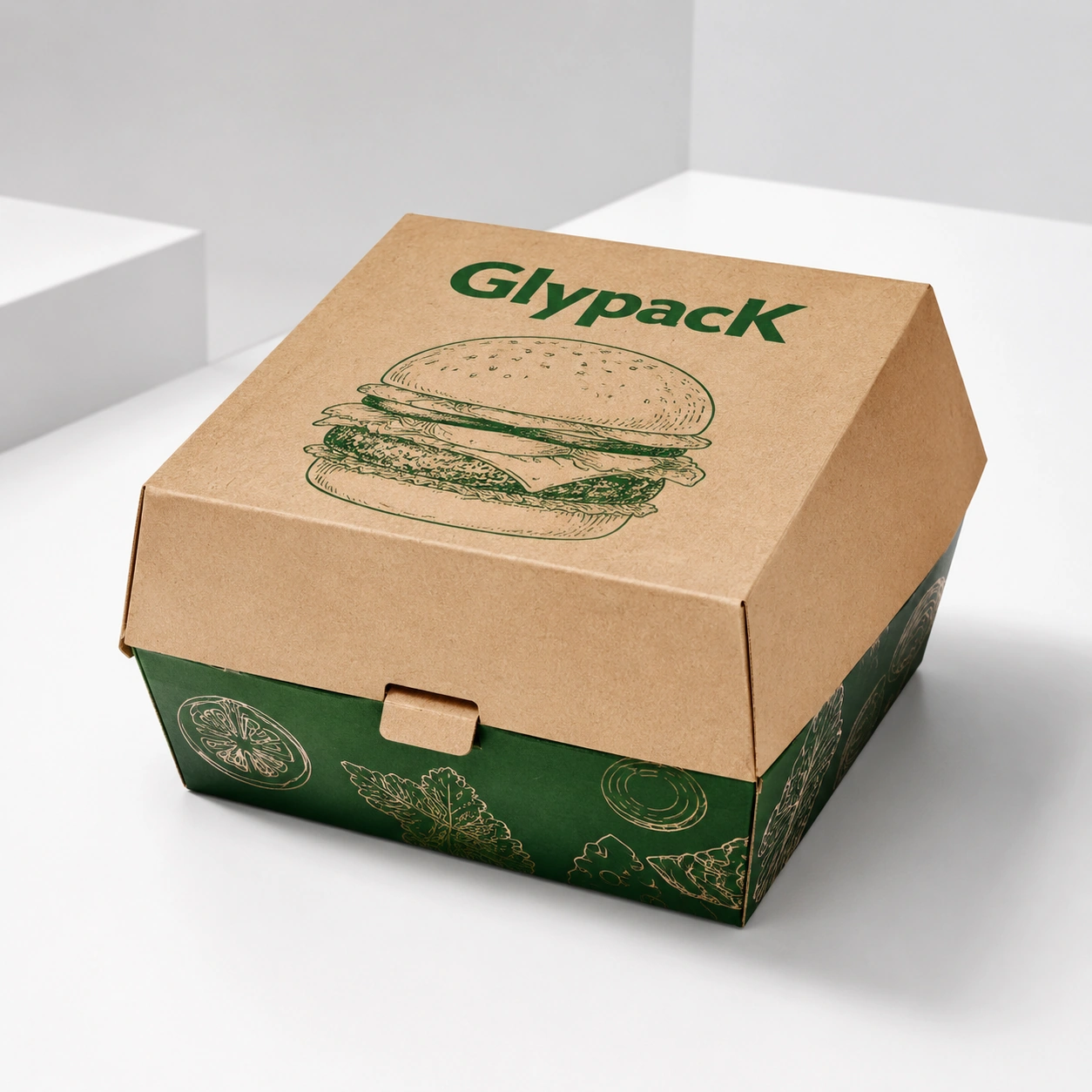 Custom Logo Printed Burger Box Printing Fried Chicken Burger Meal Box Recyclable Easy To Take Away