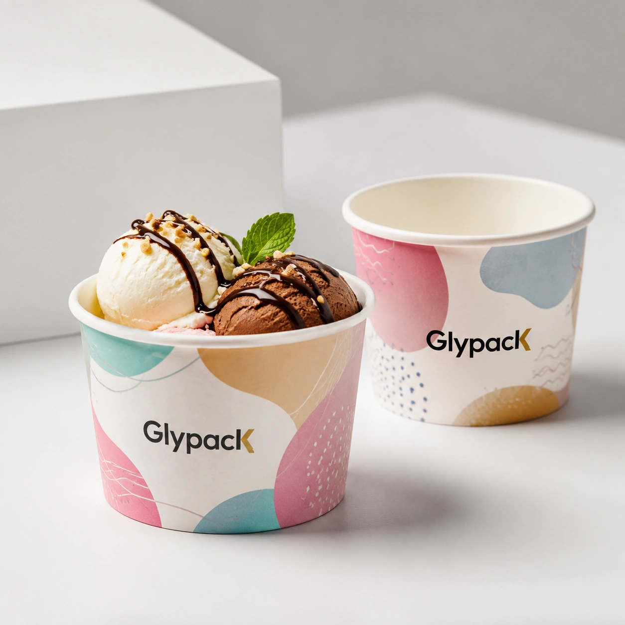 Custom Printed Ice Cream Cups with Logo for Dessert Shops