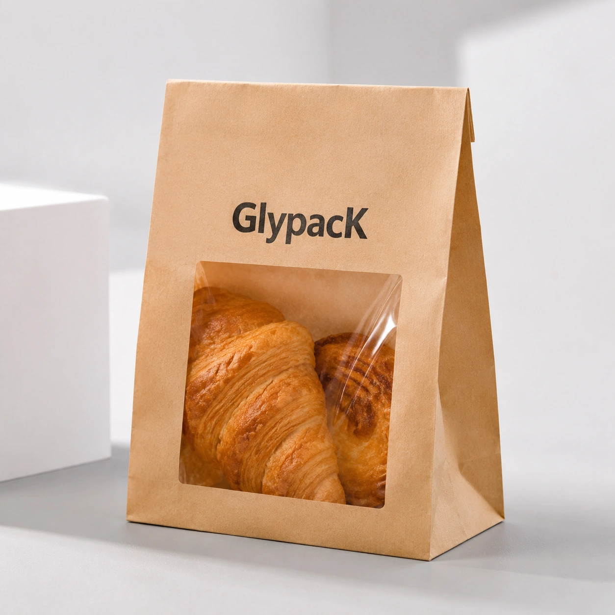 Custom Printed Kraft Bag Window Eco Friendly Grease Resistant for Bakery and Cafe