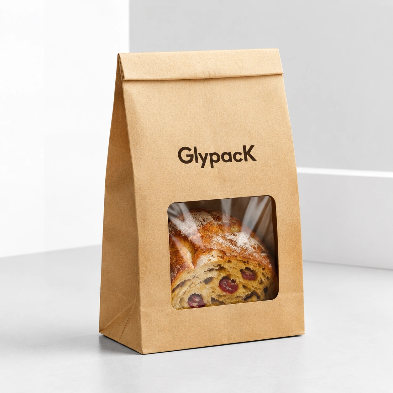 Custom Printed Kraft Paper Bags with Window Eco Friendly for Bakery and Takeout
