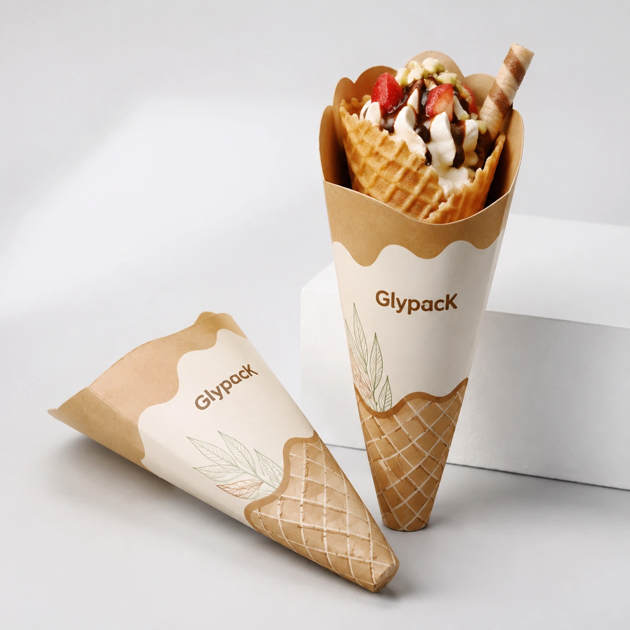 Custom Printed Logo Factory Wholesale Biodegradable Bakery Paper Waffle Cone Packaging Box For Food