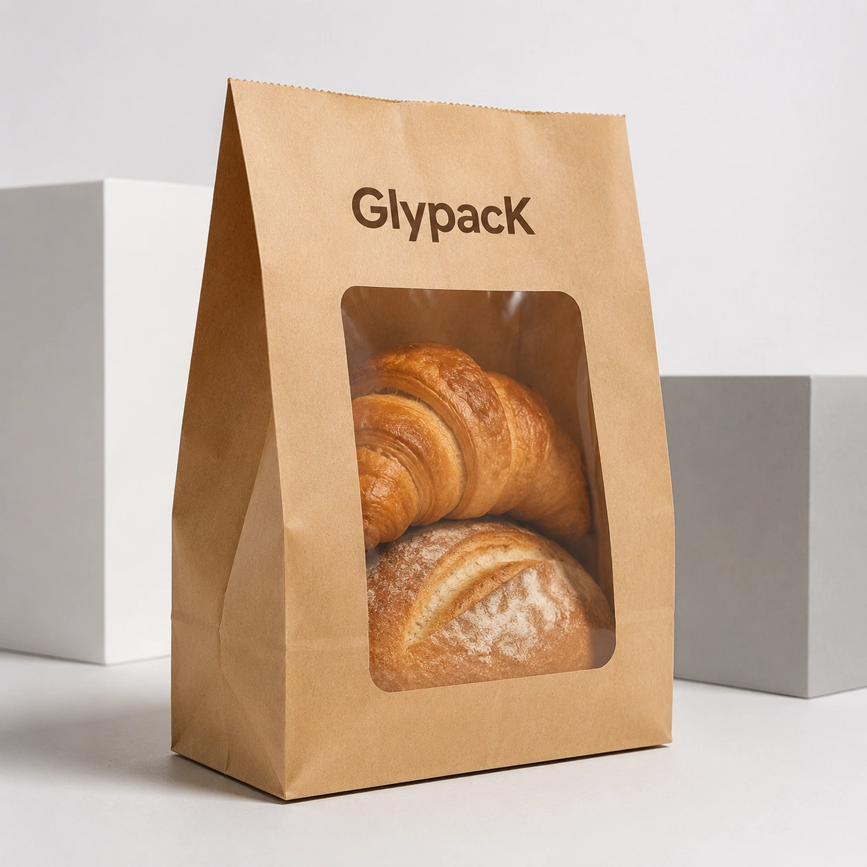 Custom Printed Paper Bags with Clear Window Eco Friendly Grease Resistant for Bakery and Cafe