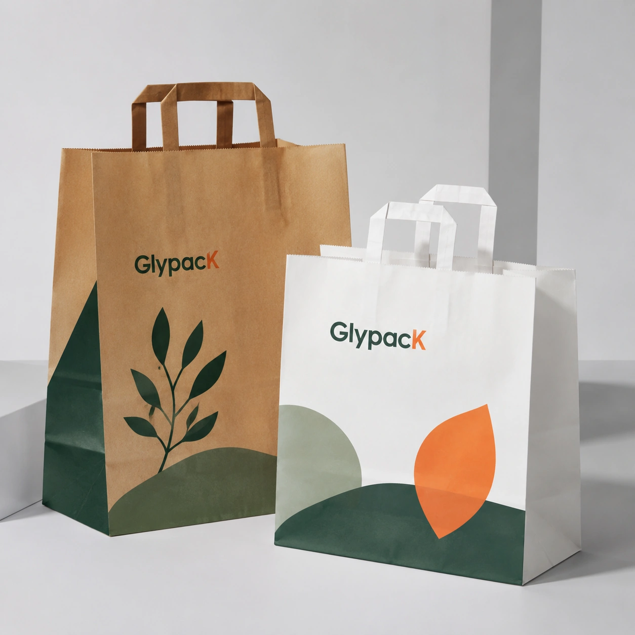 Custom Printed Paper Grocery Bags with Durable Carry Handles