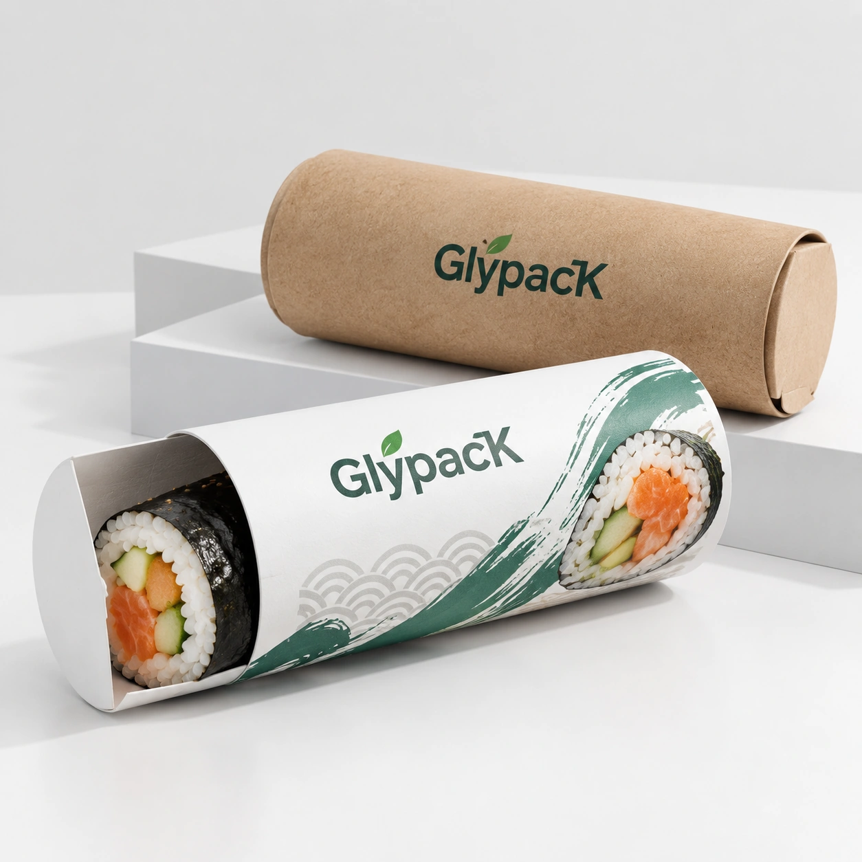 Cylindrical Takeaway Solution for Rolled Sushi Portions