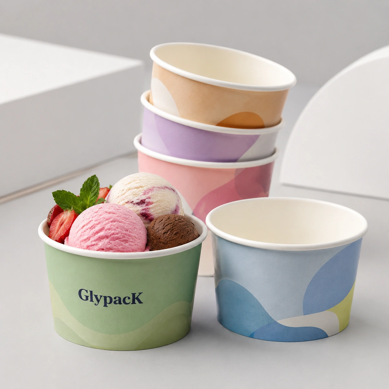 Disposable Paper Ice Cream Cups for Gelato and Frozen Yogurt