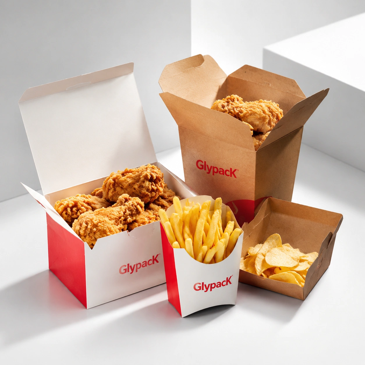 Wholesale Disposable Take Out Fast Food Fried Chicken, Potato Chips, KFC French Fries Takeaway Packaging Box with Custom Logo