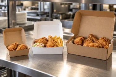 Fried chicken box sizes compared with different meal portions