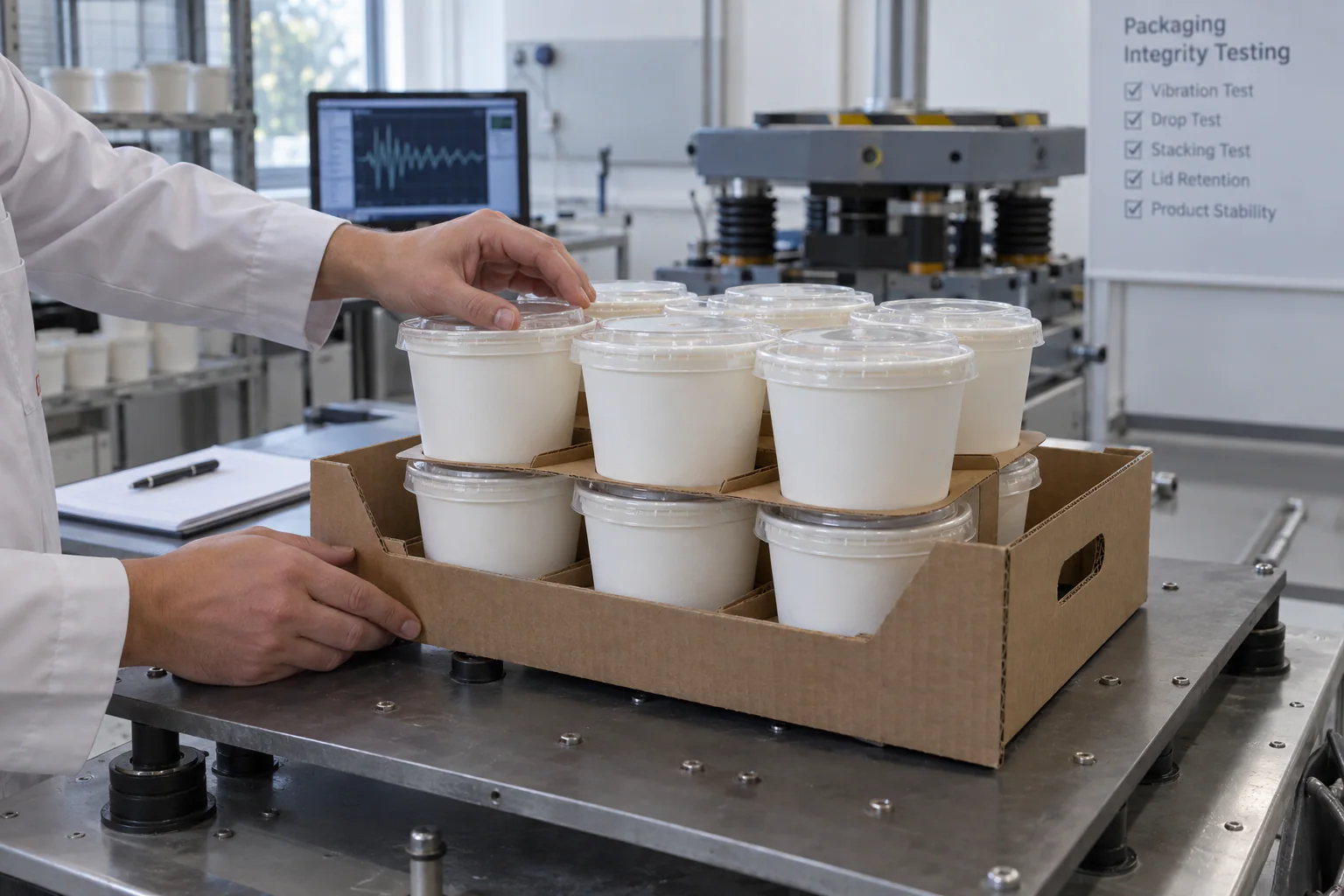 Delivery carrier test for ice cream cup condensation and lid stability