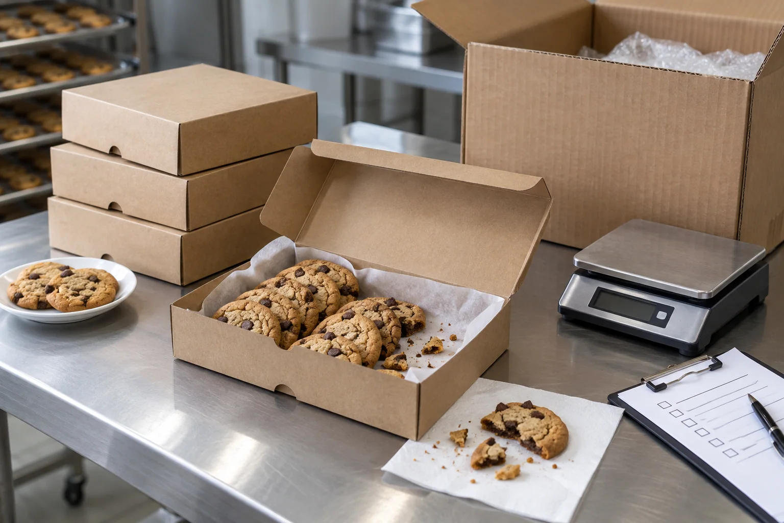 Cookie packaging box pack-out and transport test checklist