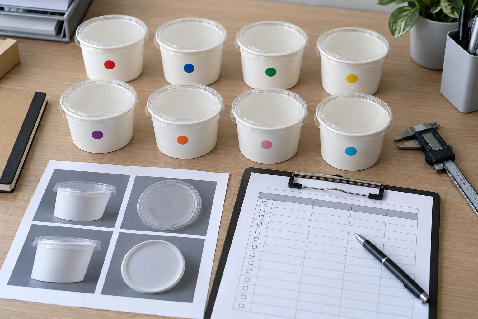 Labeled samples and inspection records for ice cream cup condensation testing