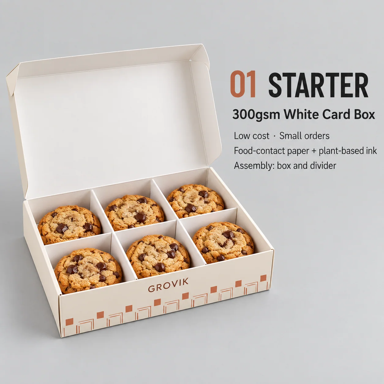 GLY PACK 300gsm white-card cookie box option for startups