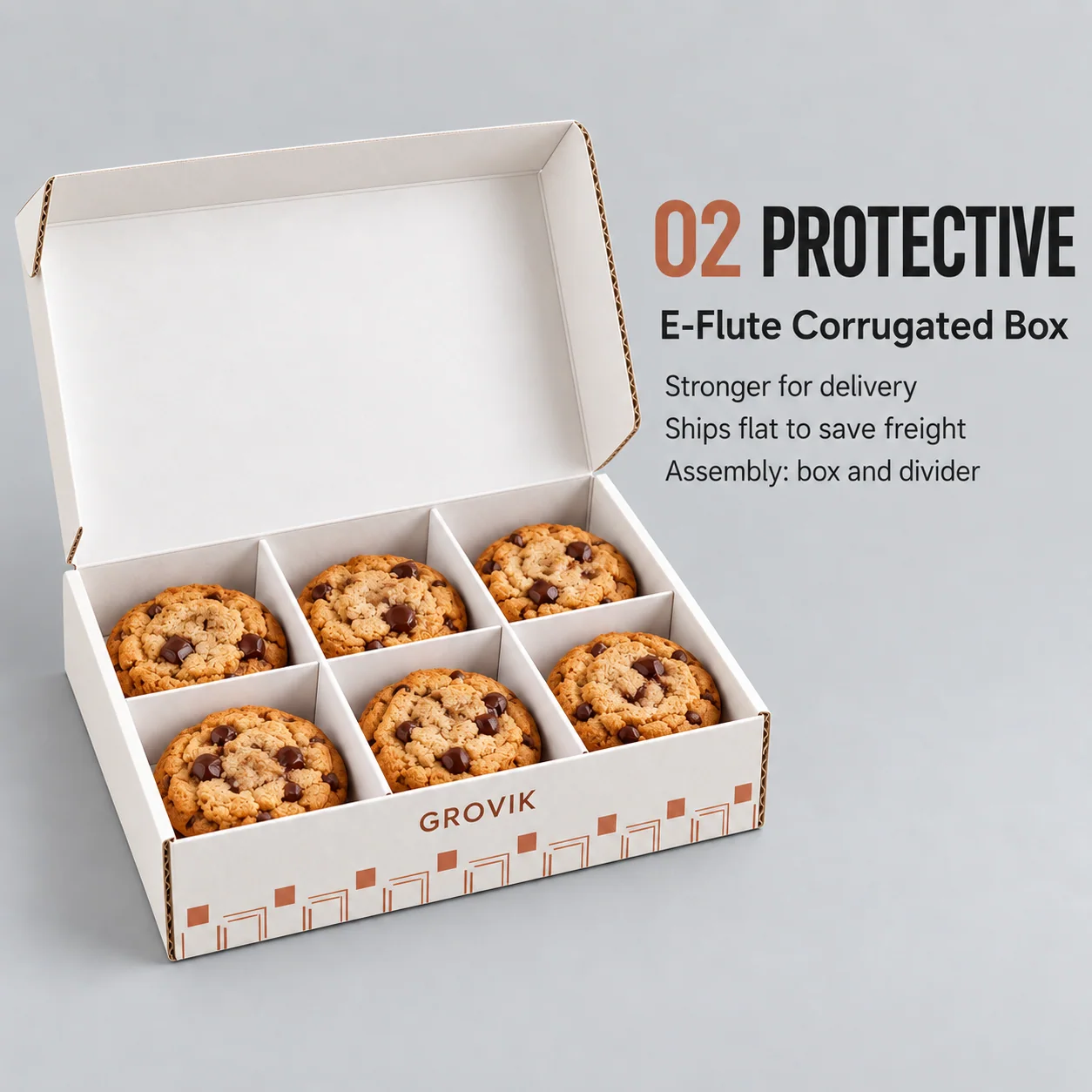 GLY PACK E-flute corrugated cookie box with paper divider